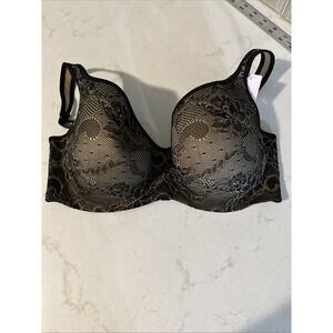 Cacique Bra NWT 38DD Balconette  Black Sexy Support Lace Underwire Adjustable